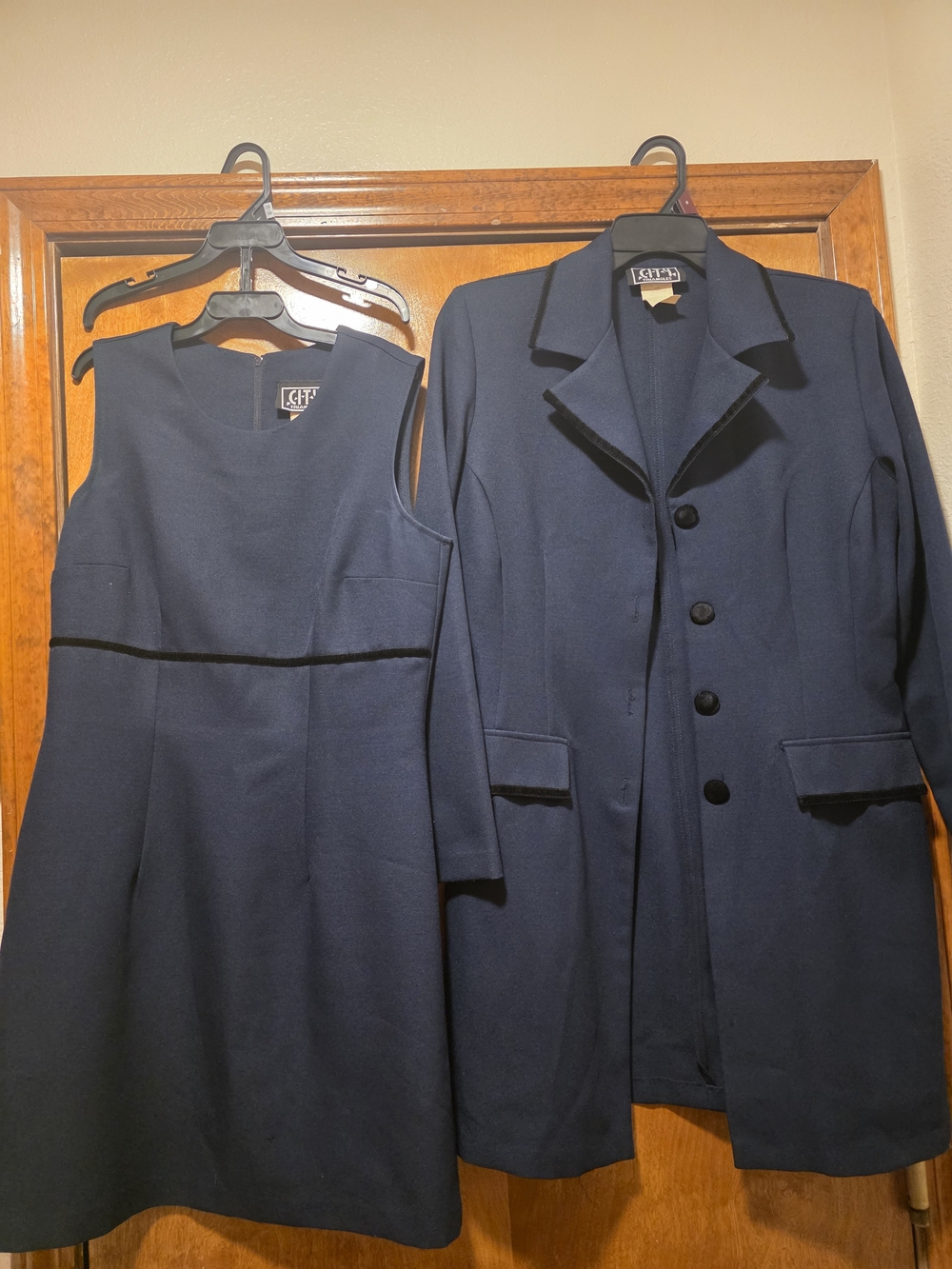 City Triangles Navy Pea Coat with Matching Sleeveless Dress